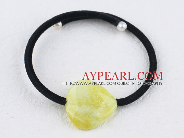 Simple en forme de coeur en pierre de style bracelet de citron avec cordon noir