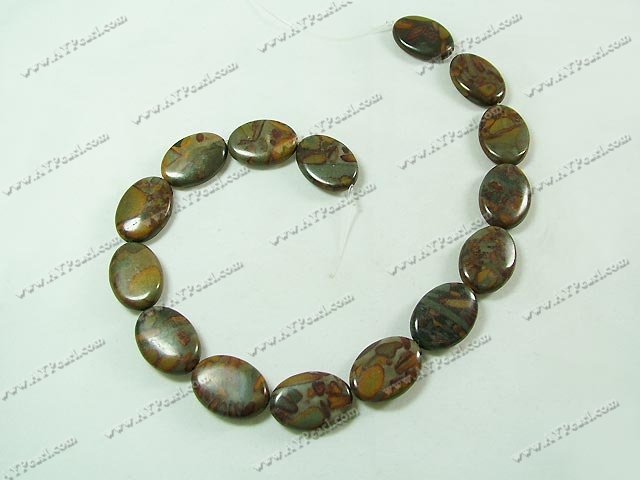 leopard stone bead, 18*23mm flat oval, sold per 15.7-inch strand.