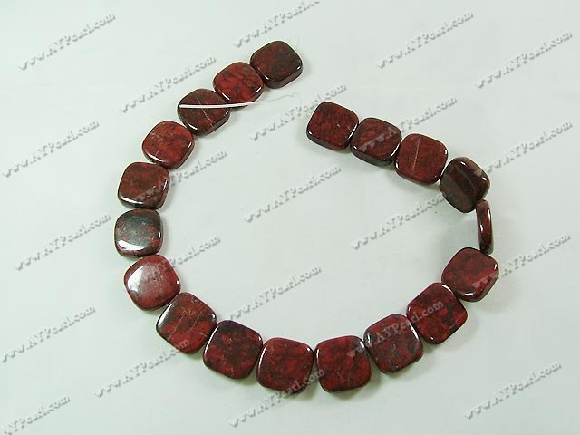 Breciated jasper beads, 16*16mm flat square, sold per 15.7-inch strand.