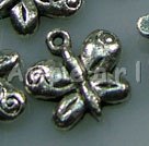 Metal alloy charm, 14mm butterfly with carved letter, Sold per pkg of 50.