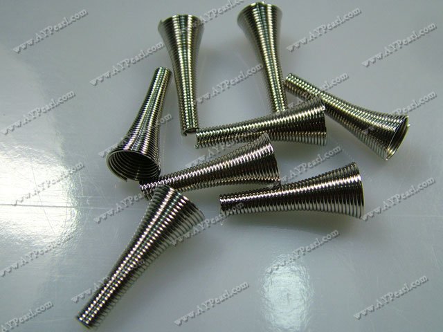 Alloy spring beads,steel, 14*26mm  horn, Sold per pkg of 10.