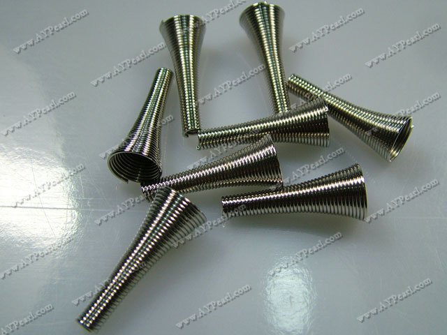Metal alloy bead cap, 14*26mm spring style bugle, Sold per pkg of 10.