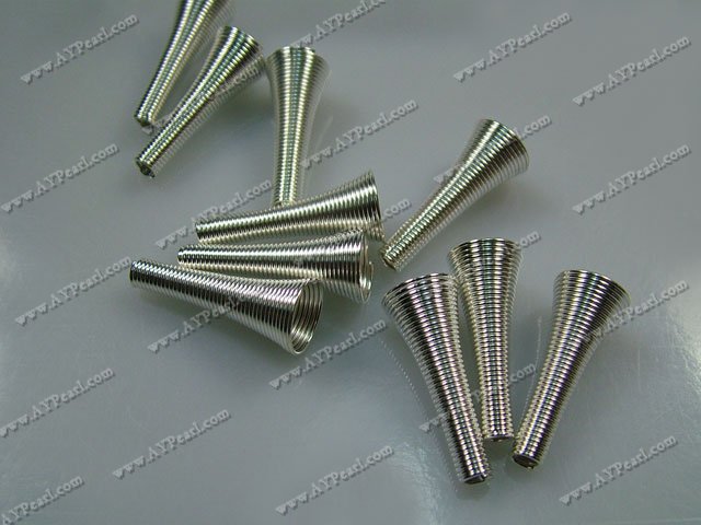 Alloy spring beads, 14*26mm horn, Sold per pkg of 100.