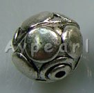 Metal alloy beads,16mm carved round, Sold per pkg of 5.