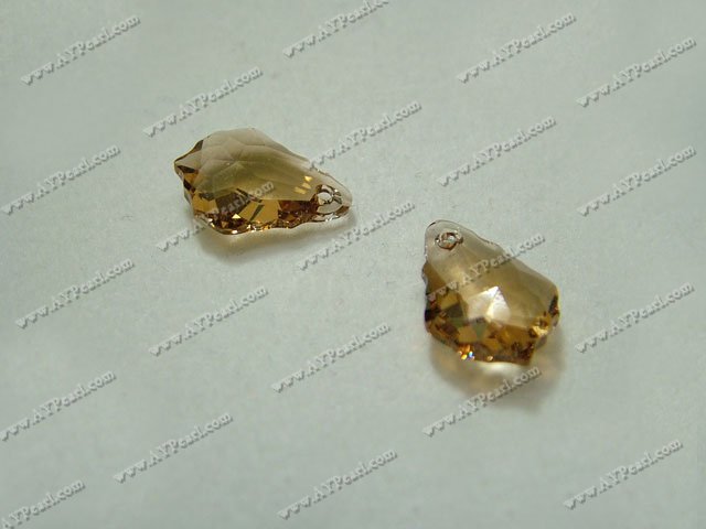 Austrian crystal pendant,crystal champagne,11mm wide, 16mm long baroque, Sold per pkg of 24.