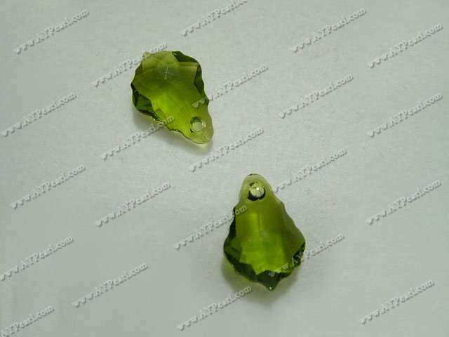 Austrian crystal pendant,crystal green,11mm wide, 16mm long baroque, Sold per pkg of 24.
