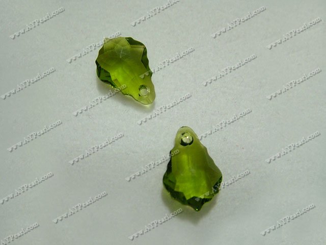 Austrian crystal pendant,crystal green,11mm wide, 16mm long baroque, Sold per pkg of 24.