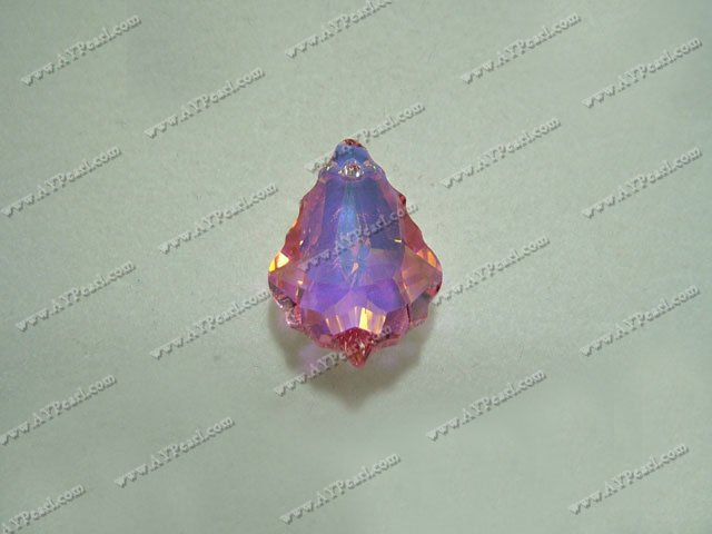 Austrian crystal pendant,crystal AB pink,11mm wide, 22mm long, baroque, Sold per pkg of 16.