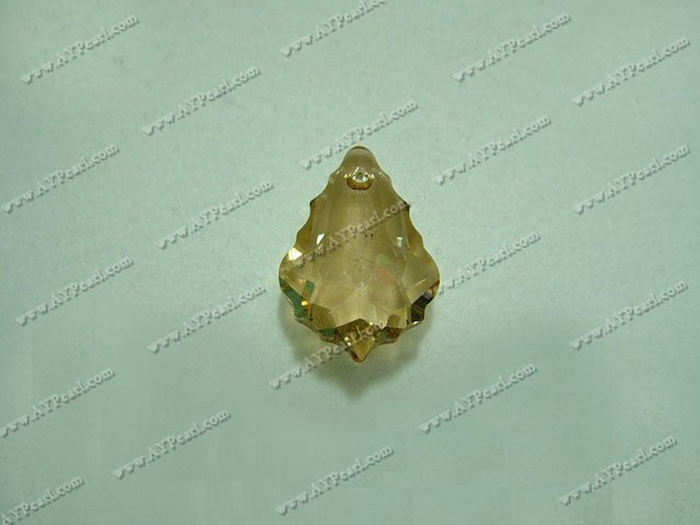 Austrian crystal pendant,crystal amber,11mm wide, 22mm long, baroque, Sold per pkg of 16.