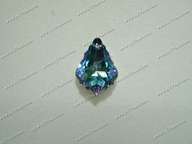 Austrian crystal pendant,crystal  AB blue,11mm wide, 22mm long, baroque, Sold per pkg of 16.