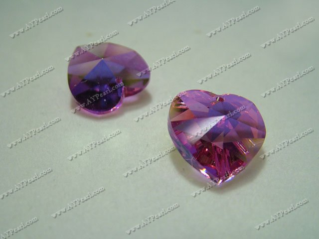 Austrian crystal pendant, purple AB 18*17.5mm heart, Sold per pkg of 24.