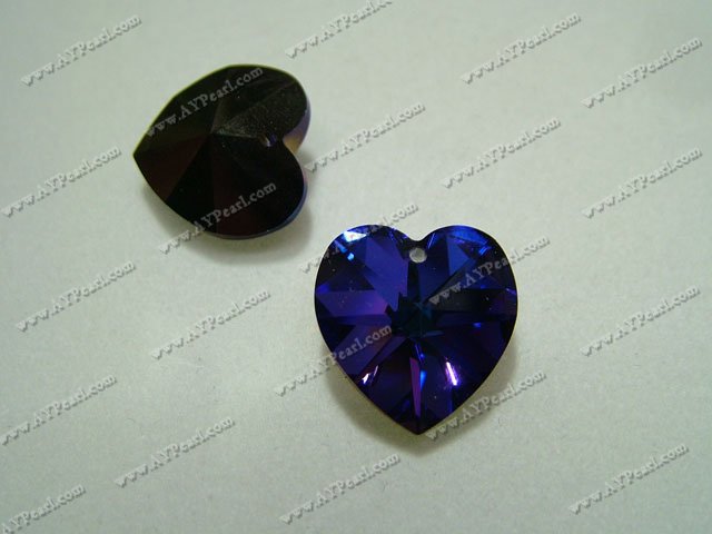 Austrian crystal pendant, deep purple AB 18*17.5mm heart, Sold per pkg of 24.