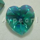 austrian crystal pendant, blue AB, 18mm heart, Sold by each.