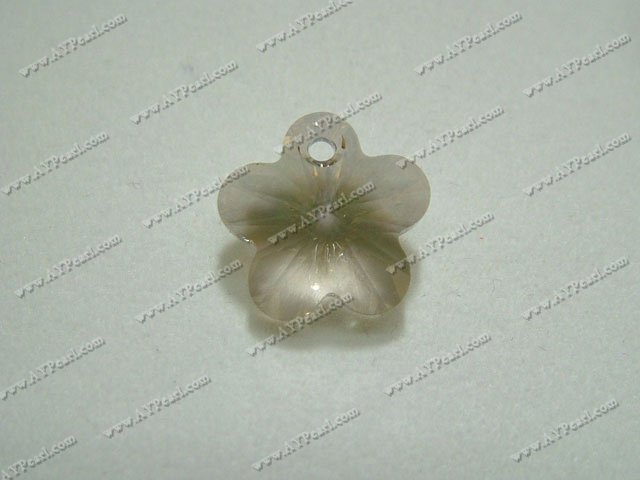 Austrian crystal pendant, silver champagne, 18mm flower, Sold per pkg of 12.