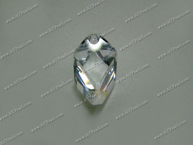 Austrian crystal pendant, crystal, 22mm cubist drop, Sold per pkg of 48.