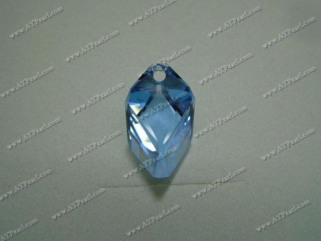 Austrian crystal pendant, blue, 22mm cubist drop, Sold per pkg of 48.