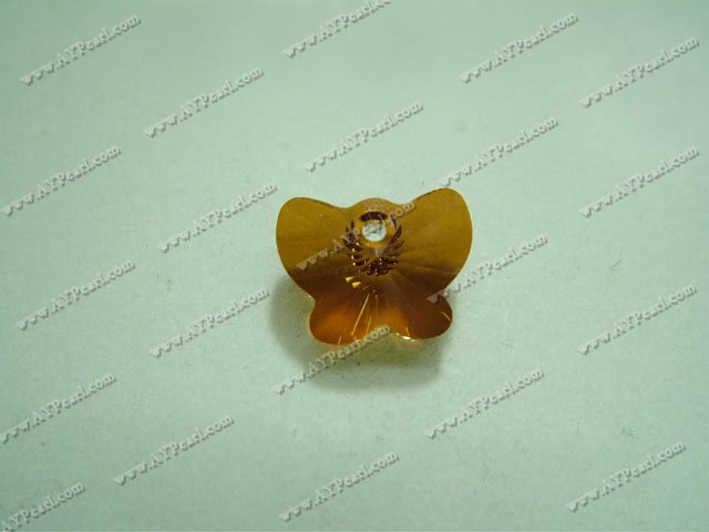 Austrian crystal pendant,Amber, Jonquil,8mm butterfly, Sold per pkg of 24.