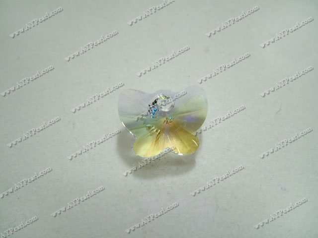 Austrian crystal pendant, Crystal AB,18mm butterfly, Sold per pkg of 24.