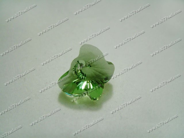 Austrian crystal pendant, green,8mm butterfly, Sold per pkg of 24.