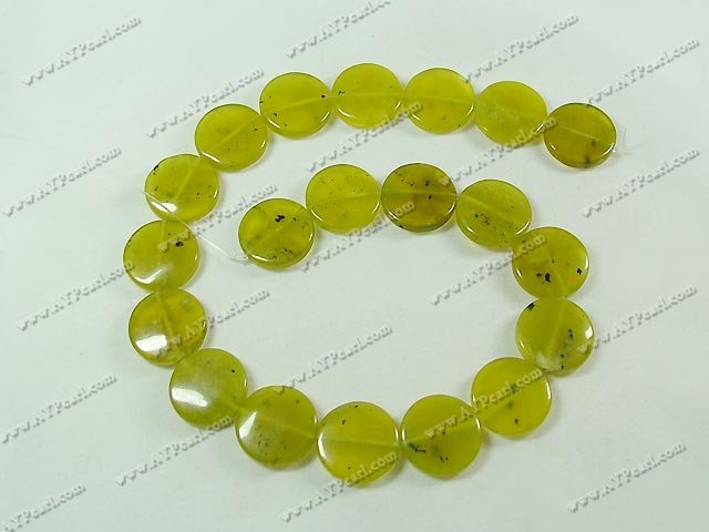 Korea jade beads,18mm flat roudn, sold per 15-inch strand.