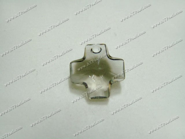 Austrian crystal pendant, gray, 20mm cross, sold per pkg of 72.