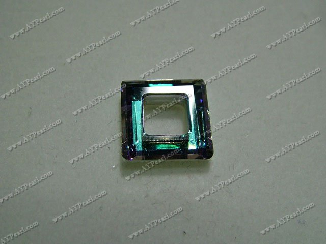 Austrian crystal component, 14mm square ring. Sold per pkg of 10.