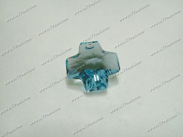 Austrian crystal pendant, blue, 20mm cross, sold per pkg of 72.