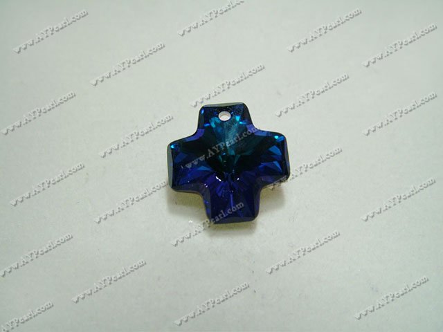 Austrian crystal pendant, Heliotrope, 20mm cross, sold per pkg of 72.