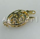 Alloy Box Clasps, 8*12mm oval with fancy style, Sold per pkg of 100.