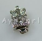 Alloy Box Clasps,with Rhinestone ,8*11mm heart, Sold per pkg of 50.