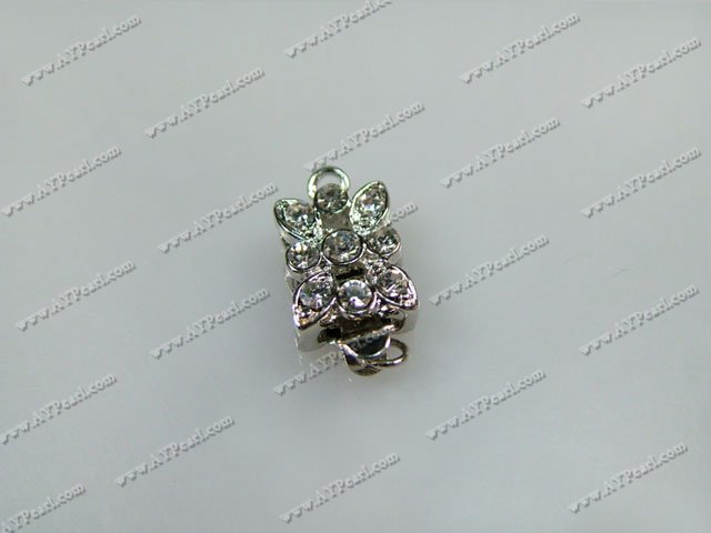 Alloy Box Clasps,with Rhinestone ,8*11mm heart, Sold per pkg of 50.