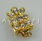 Alloy Box Clasps, with Rhinestone ,8*11mm flower, Sold per pkg of 50.