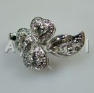 Alloy Magnetic Clasps, with rhinestone ,16*25mm flower, Sold per pkg of 20.