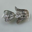 Alloy Magnetic Clasps, with rhinestone ,6*10mm flower, Sold per pkg of 20.