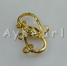 Alloy S-hook Clasps, 8*21mm with double-sided design and jumpring on each side, Sold per pkg of 50