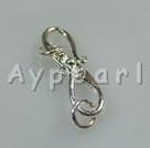 Alloy S-hook Clasps, silver,8*21mm with double-sided design and jumpring on each side, Sold per pkg of 50
