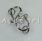 Alloy S-hook Clasps,sliver, 15*26mm with double-sided design and jumpring on each side, Sold per pkg of 50.