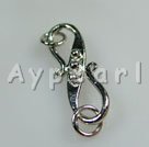 Alloy S-hook Clasps,silver, 8*22mm with double-sided design and jumpring on each side, Sold per pkg of 50.