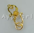 Alloy S-hook Clasps, golden,8*16mm with double-sided design and jumpring on each side, Sold per pkg of 50.