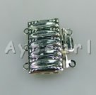 Alloy Box Clasps,silver plated, 3-strand, 14*18mm rectangle, Sold per pkg of 50.