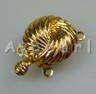 Alloy Box Clasps,  golden,12mm fanny round with single-side design, Sold per pkg of 50.