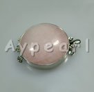 3-strand box clasps, with rose quartz ,15*15mm round, Sold per pkg of 10.