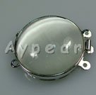 Alloy 3-strand box clasps,with imitation cat's eye, 15*15mm round, Sold per pkg of 10.