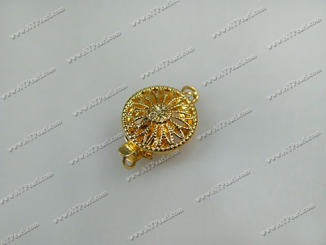 Alloy Box Clasps, 10mm filigree round, Sold per pkg of 100.