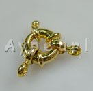 Alloy Springing Clasps, golden,15mm, Sold per pkg of 50.