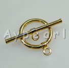 Alloy Toggle clasp,golden, 14*15mm fancy ring, Sold per pkg of 100.