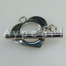 Alloy Toggle clasps,16mm heart, Sold per pkg of 50.