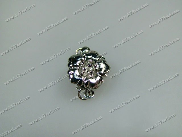 Alloy Box Clasps, with 1-strand,5*10mm flower, Sold per pkg of 100.