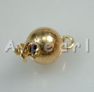 Alloy Box Clasps, golden,8mm round, Sold per pkg of 100.