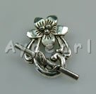 Alloy Toggle clasps, 15*23mm fancy flower, Sold per pkg of 100.